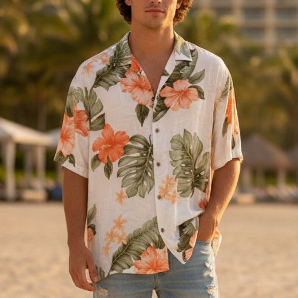 Milson Made In Hawaii Hibiscus Shirt Xl - 100% Rayon Poplin Floral